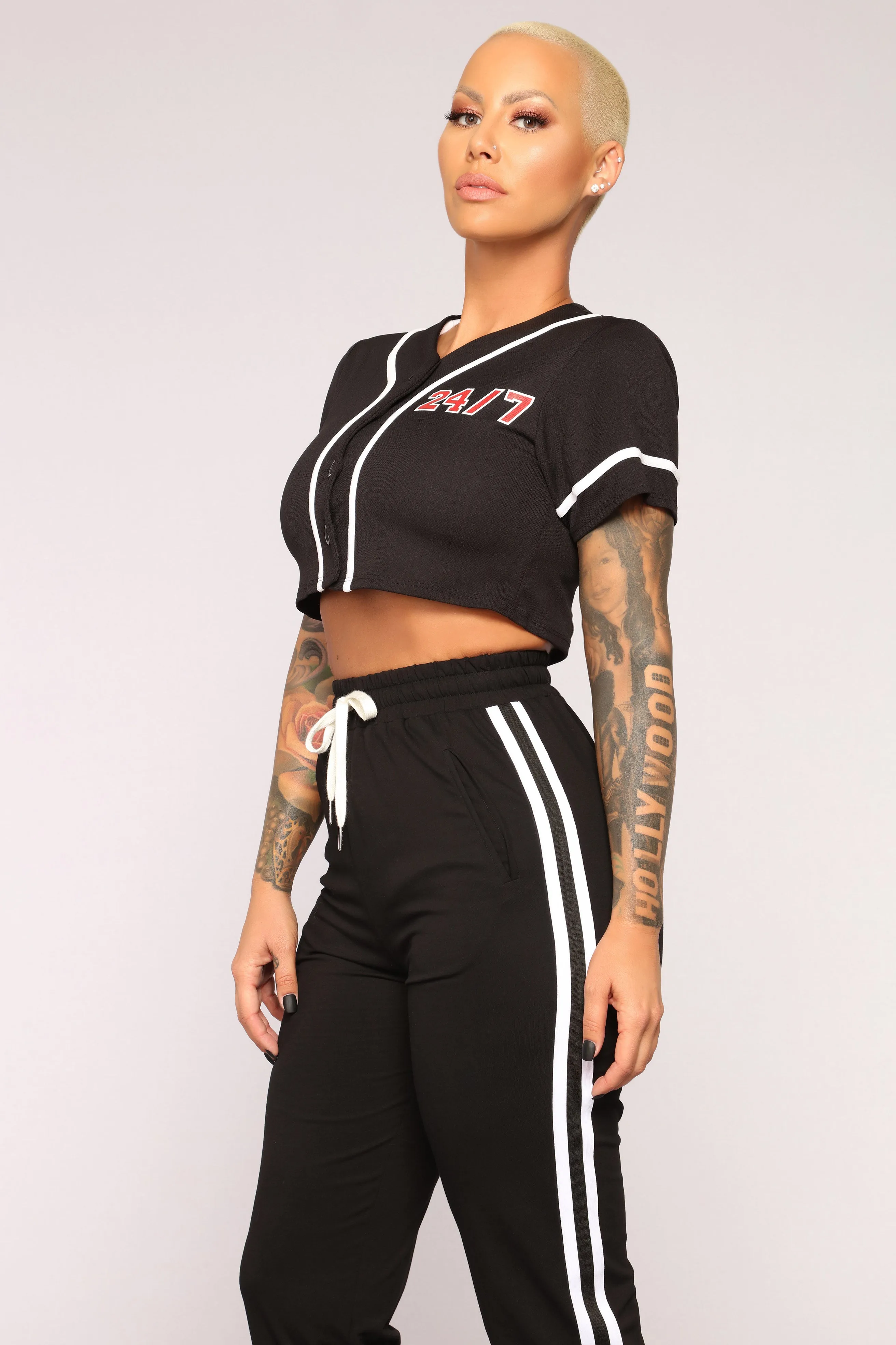 24 Seven Jersey Top - Black/White