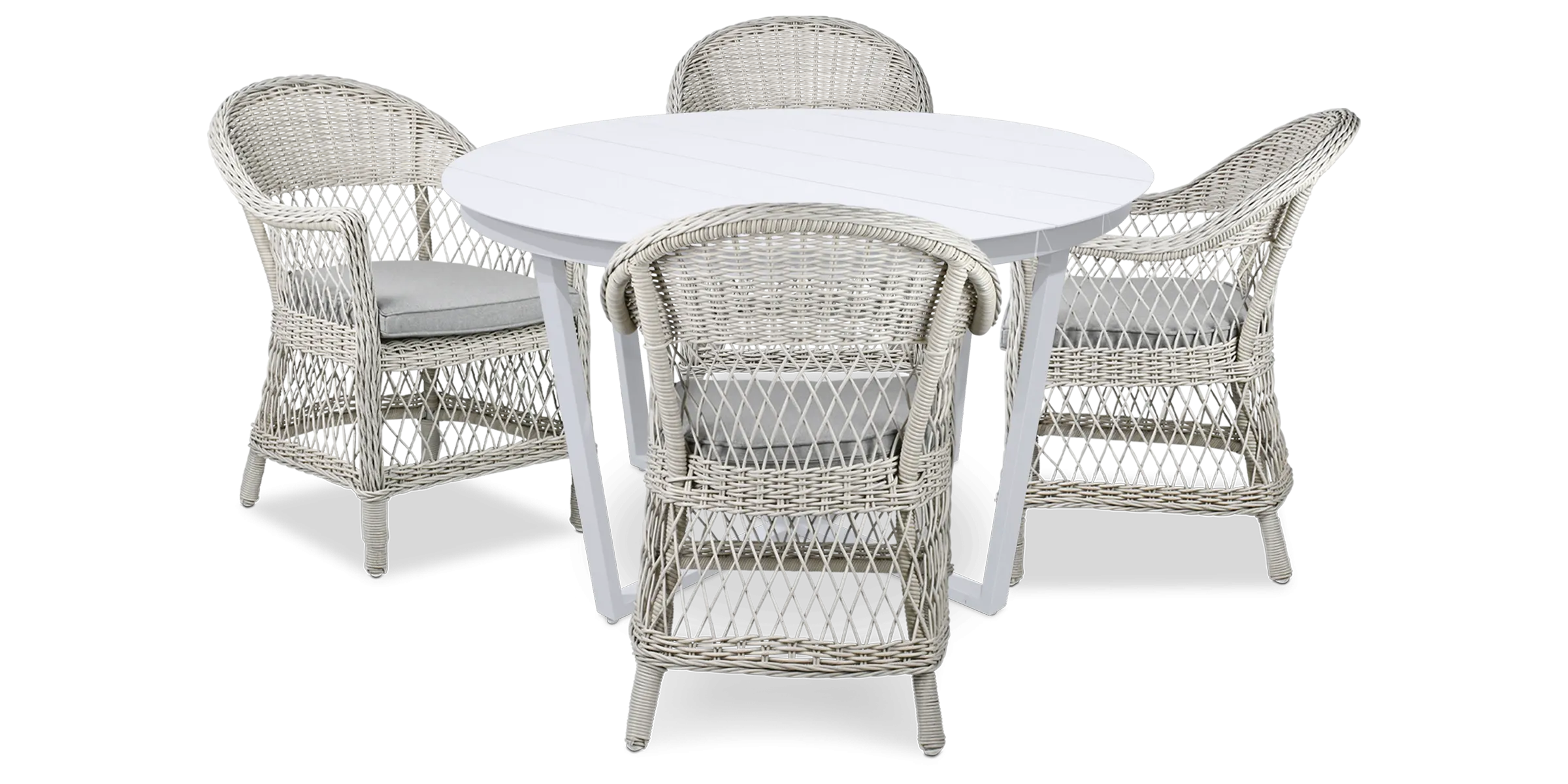 Amalfi Round 5 Piece Outdoor Setting with Wicker Chairs