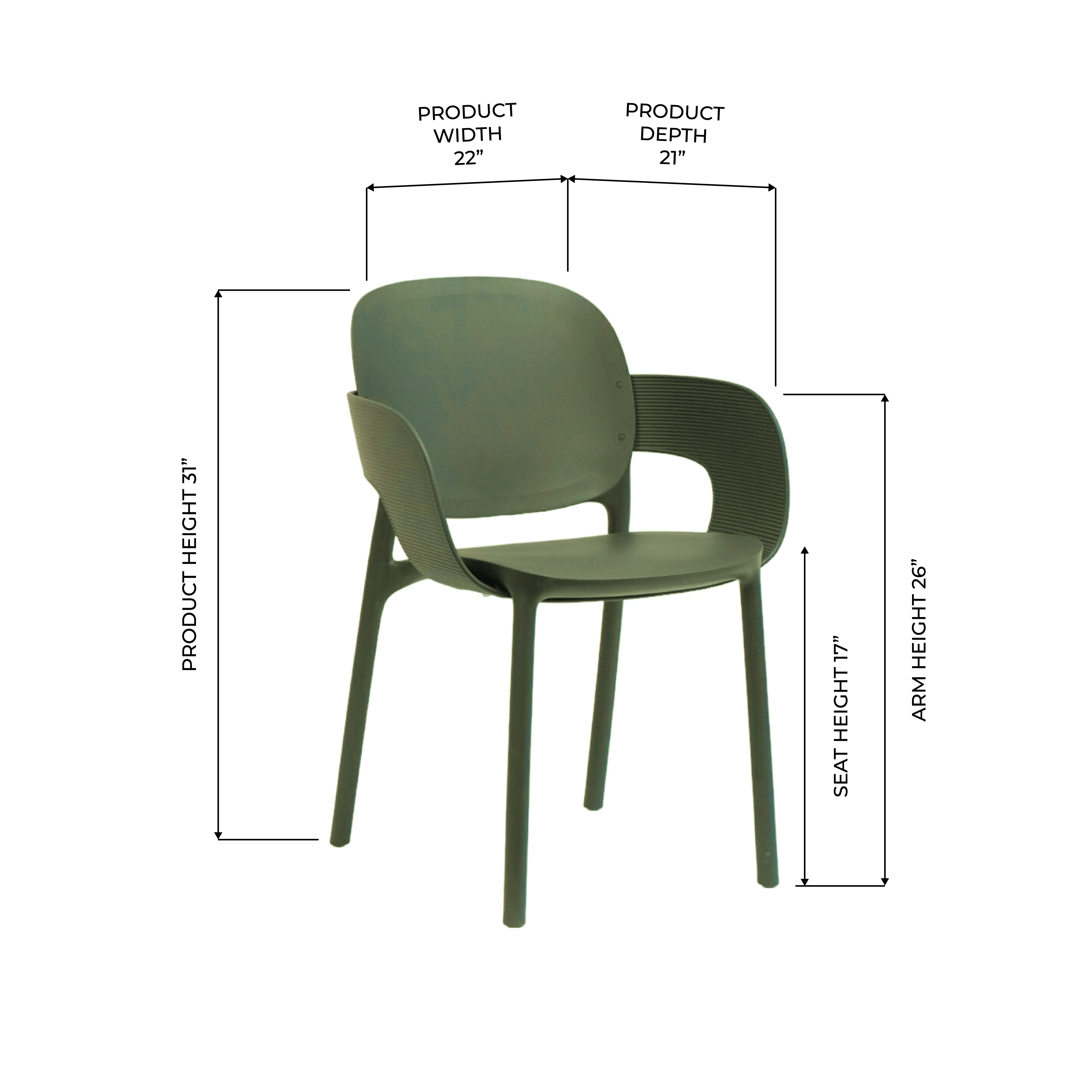 Arc Olive Green Arm Chair