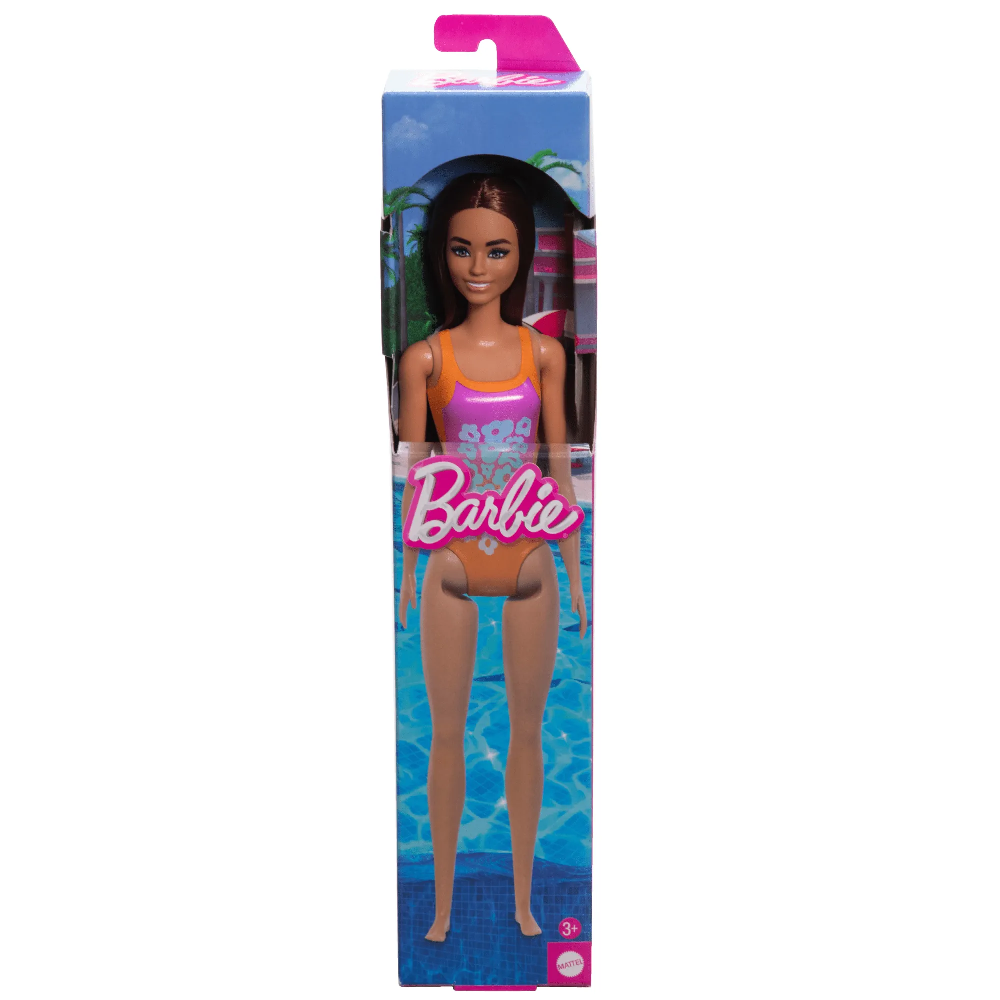 Barbie Fashion & Beauty Muñeca Playa con Traje de Baño Naranja