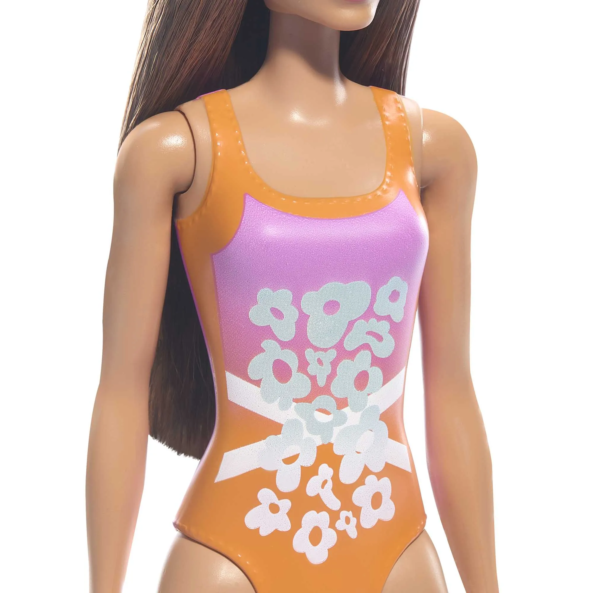 Barbie Fashion & Beauty Muñeca Playa con Traje de Baño Naranja