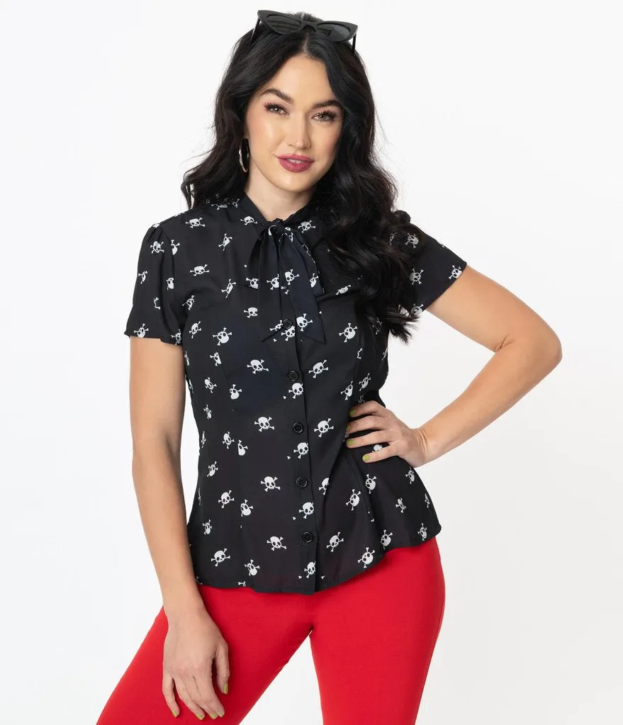 Black and White Skull Print Elsie Blouse