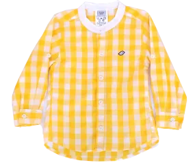 Camisa Amarelo Gola Padre Xadrez