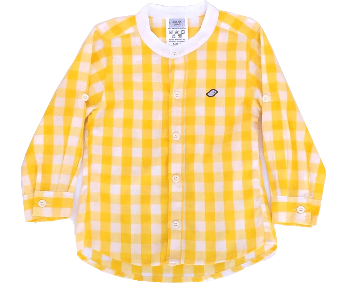 Camisa Amarelo Gola Padre Xadrez