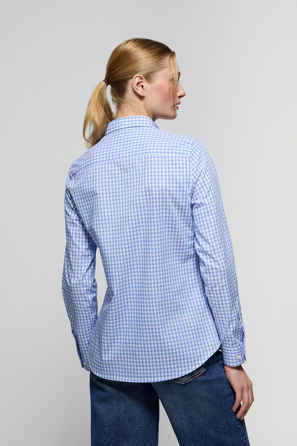 Camisa de cuadros vichy azul marino con detalle Polo Club