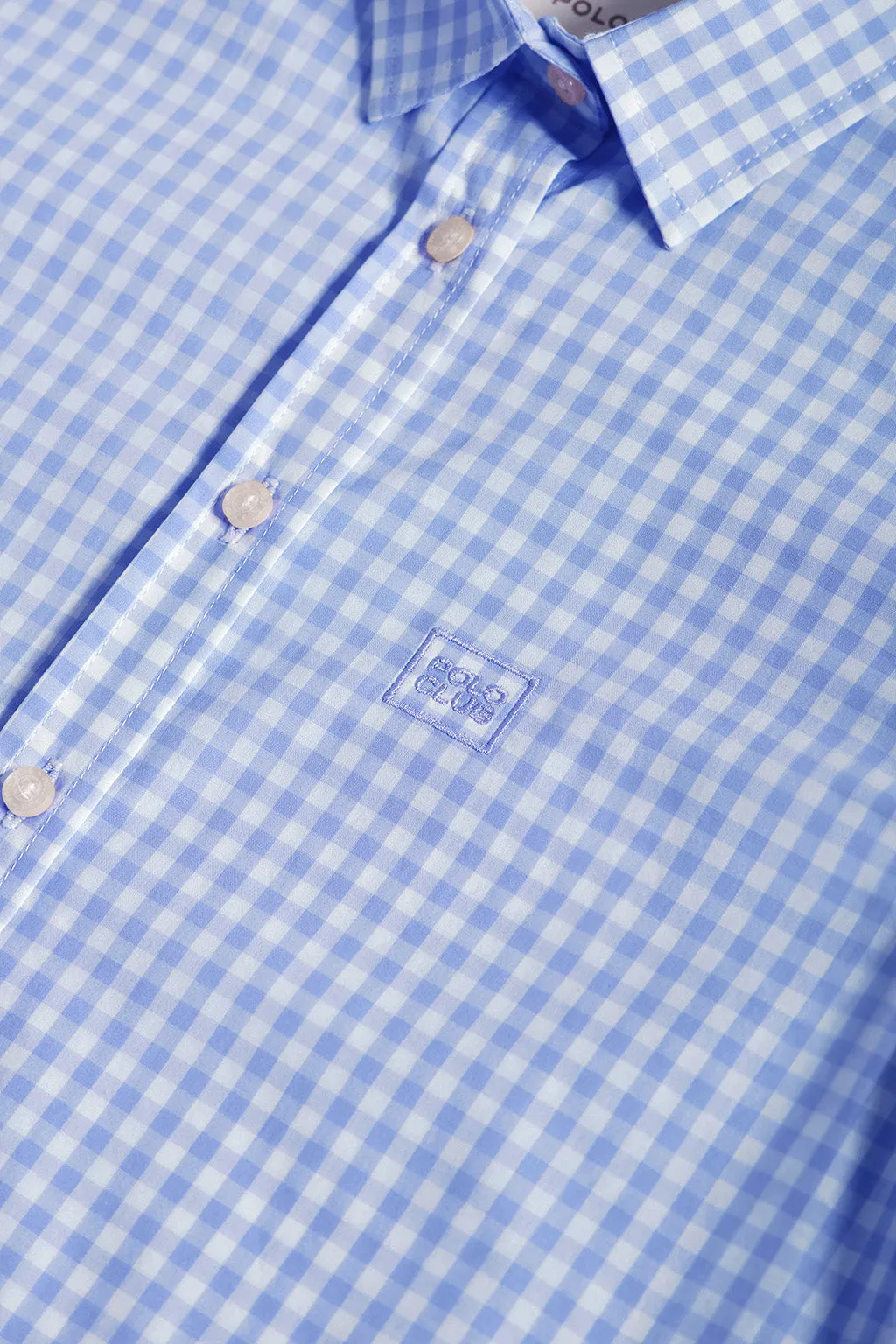 Camisa de cuadros vichy azul marino con detalle Polo Club