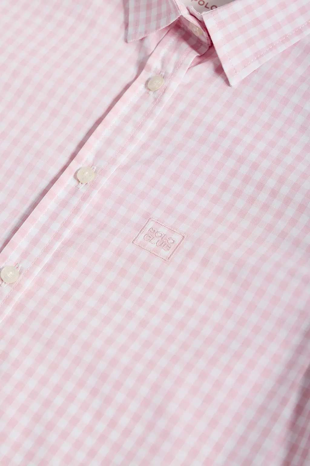 Camisa de cuadros vichy rosa con detalle Polo Club