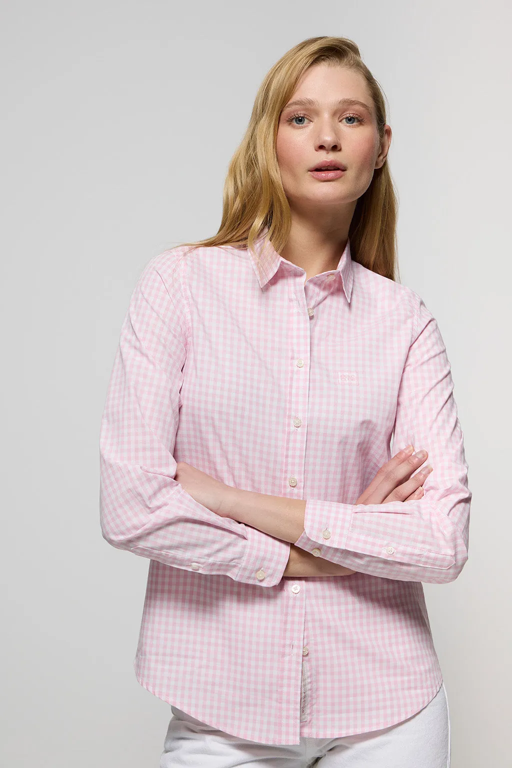 Camisa de cuadros vichy rosa con detalle Polo Club