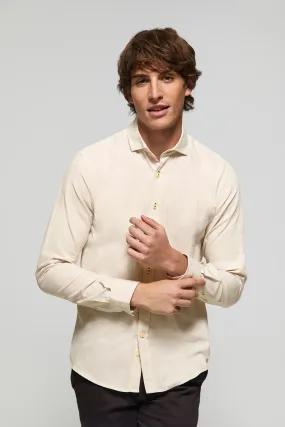 Camisa de sarga beige con logo Polo Club