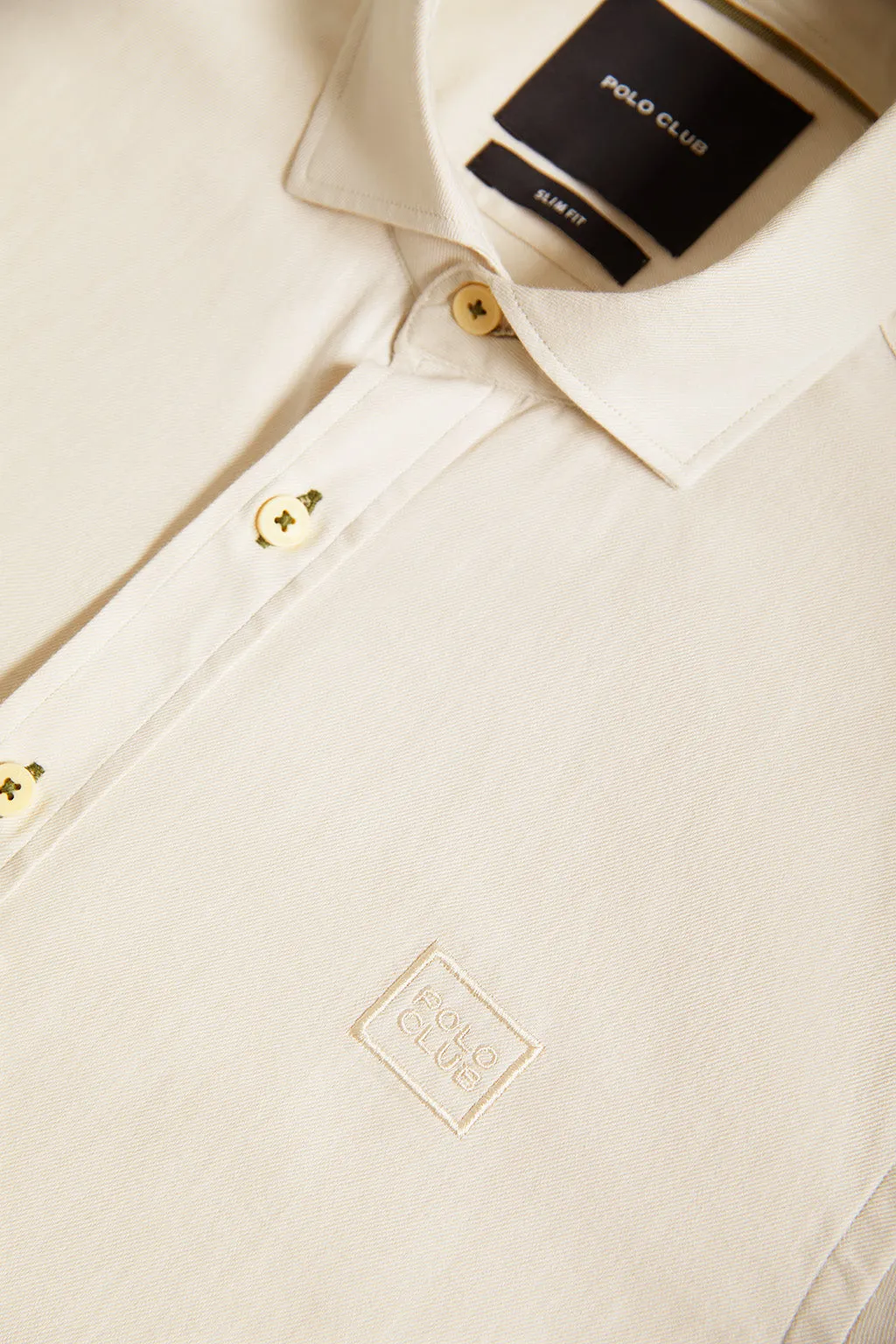 Camisa de sarga beige con logo Polo Club