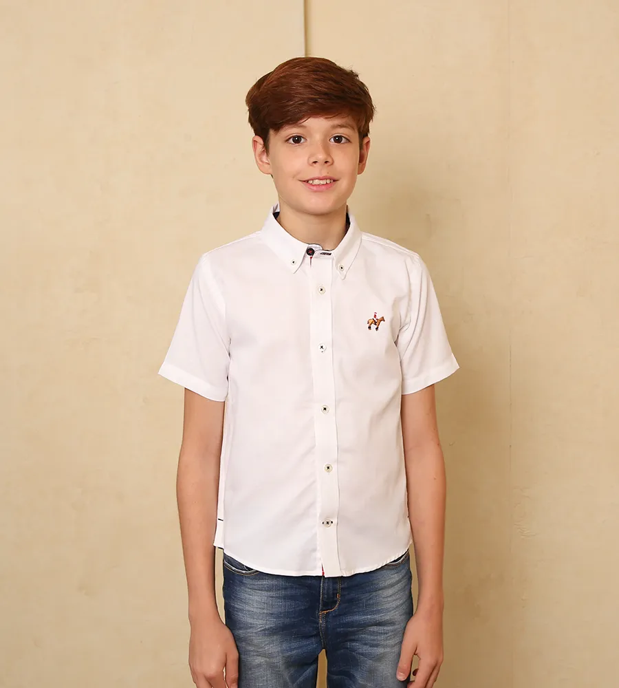 Camisa F/E M/C Blanca Para Niño Ref. 204010624