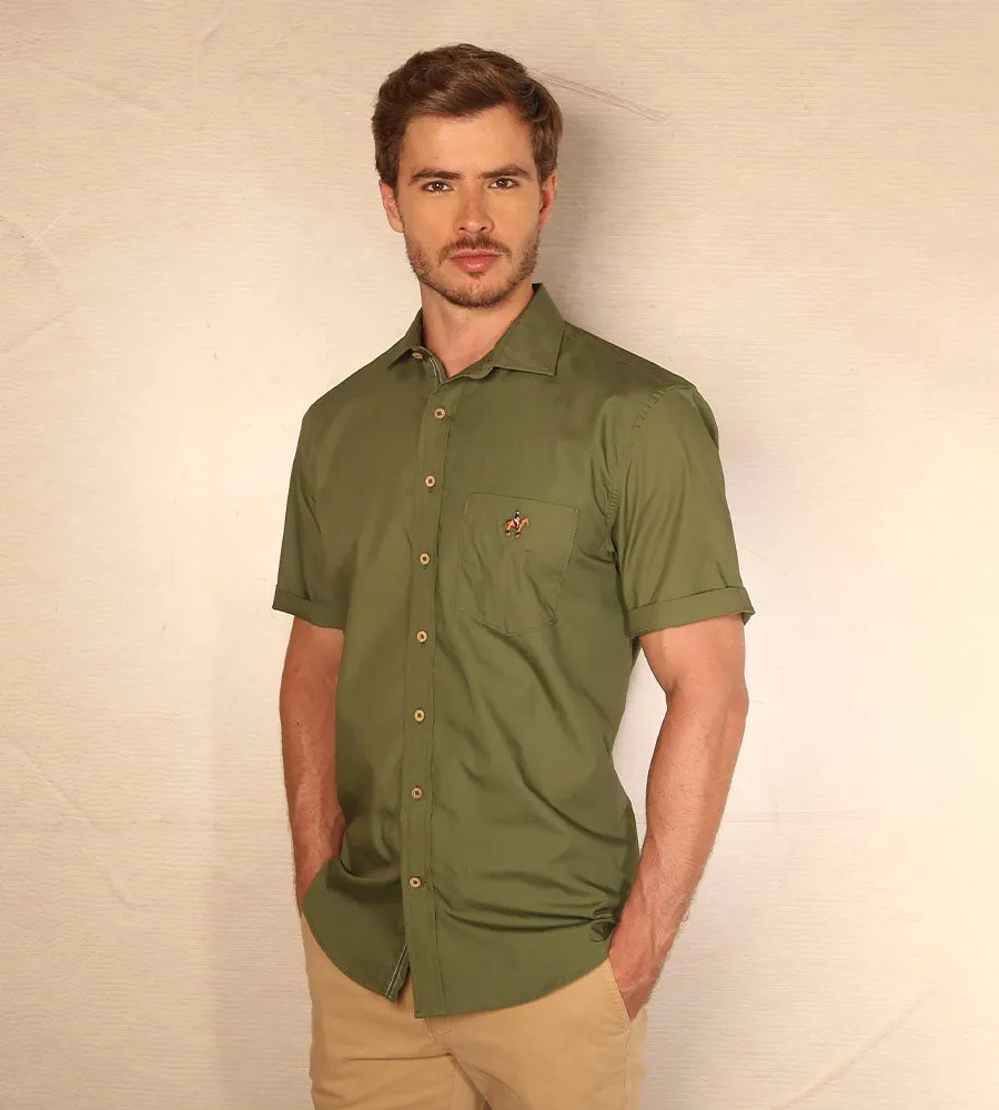 Camisa Fondo Entero M/C Verde Militar Ref. 104030524