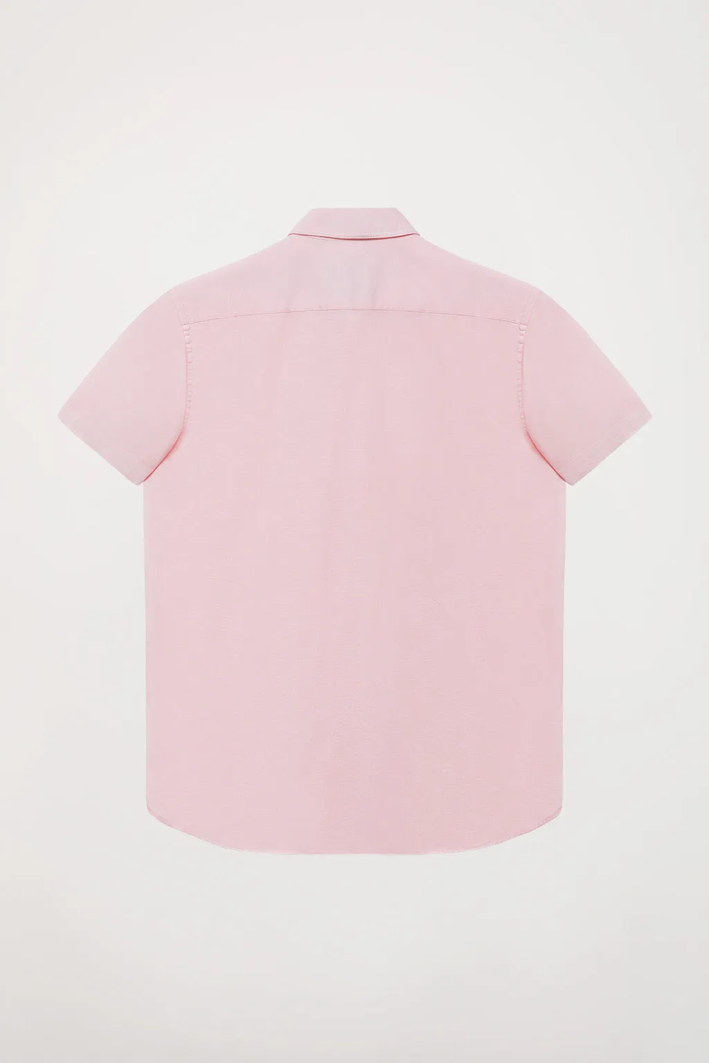 Camisa rosa de lino con bolsillo en el pecho