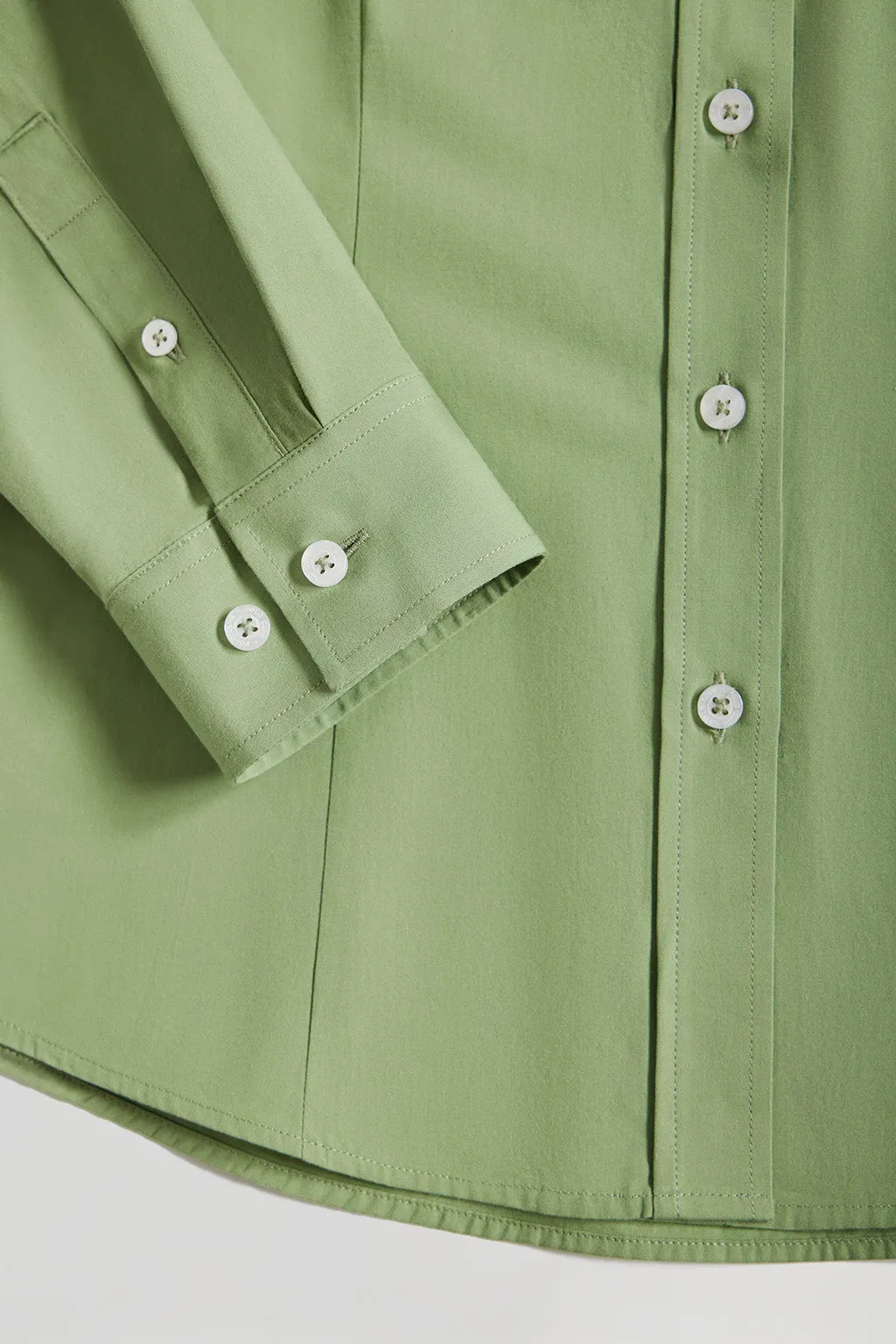 Camisa verde Slim fit de popelín con logo