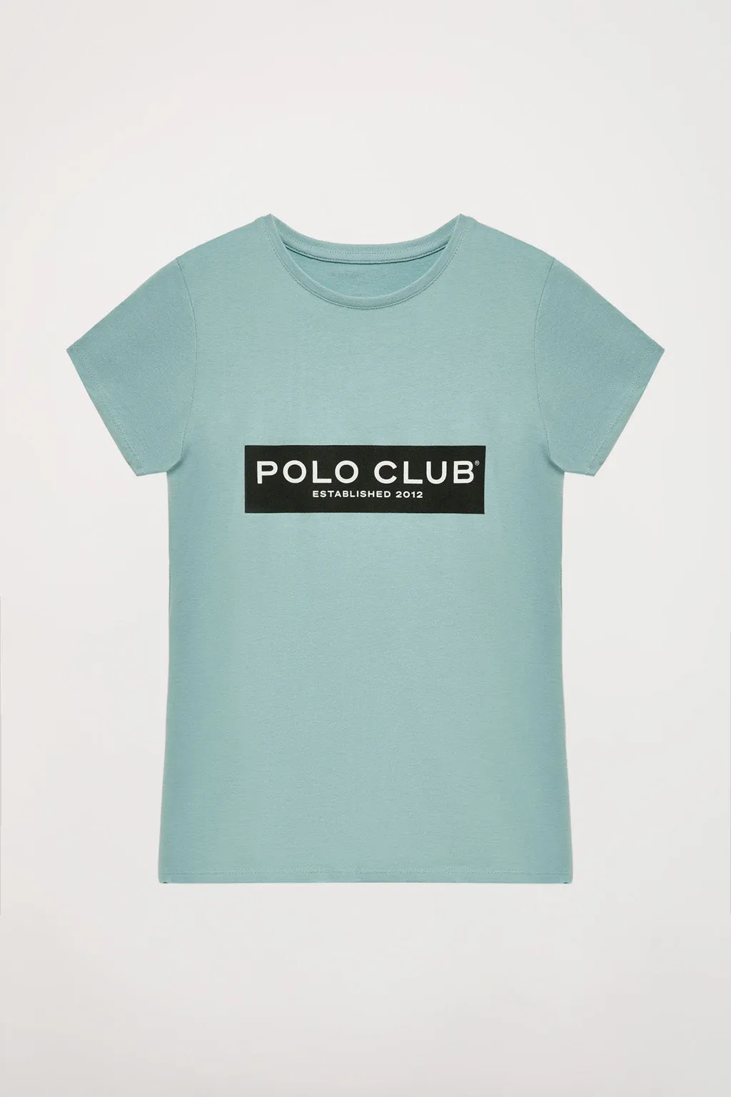 Camiseta azul con print en block Polo Club