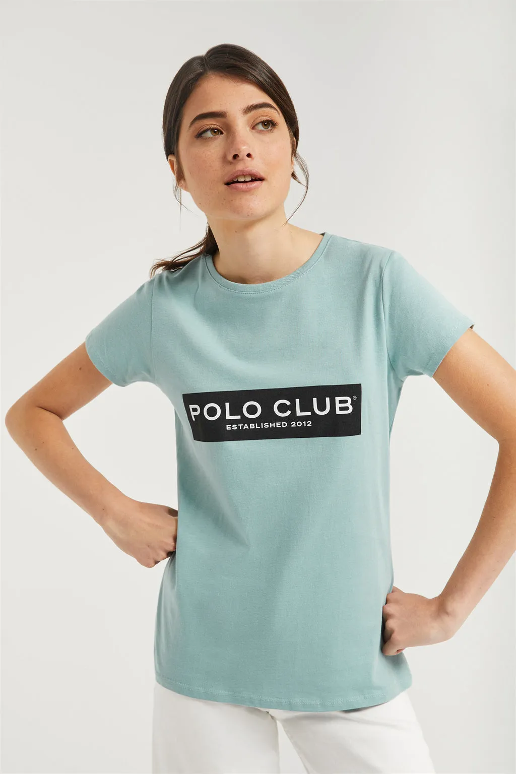 Camiseta azul con print en block Polo Club