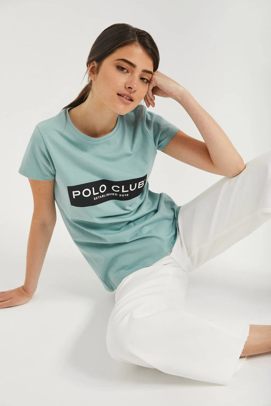 Camiseta azul con print en block Polo Club