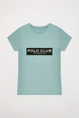 Camiseta azul con print en block Polo Club