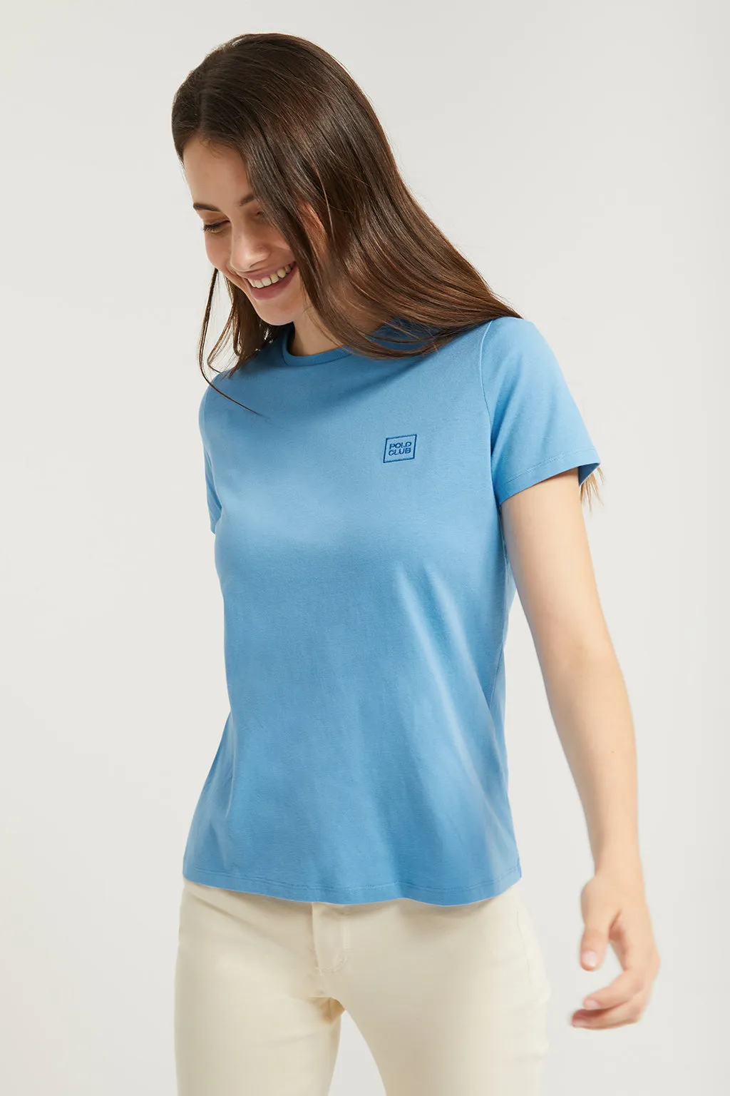 Camiseta básica azul de manga corta con logo Polo Club