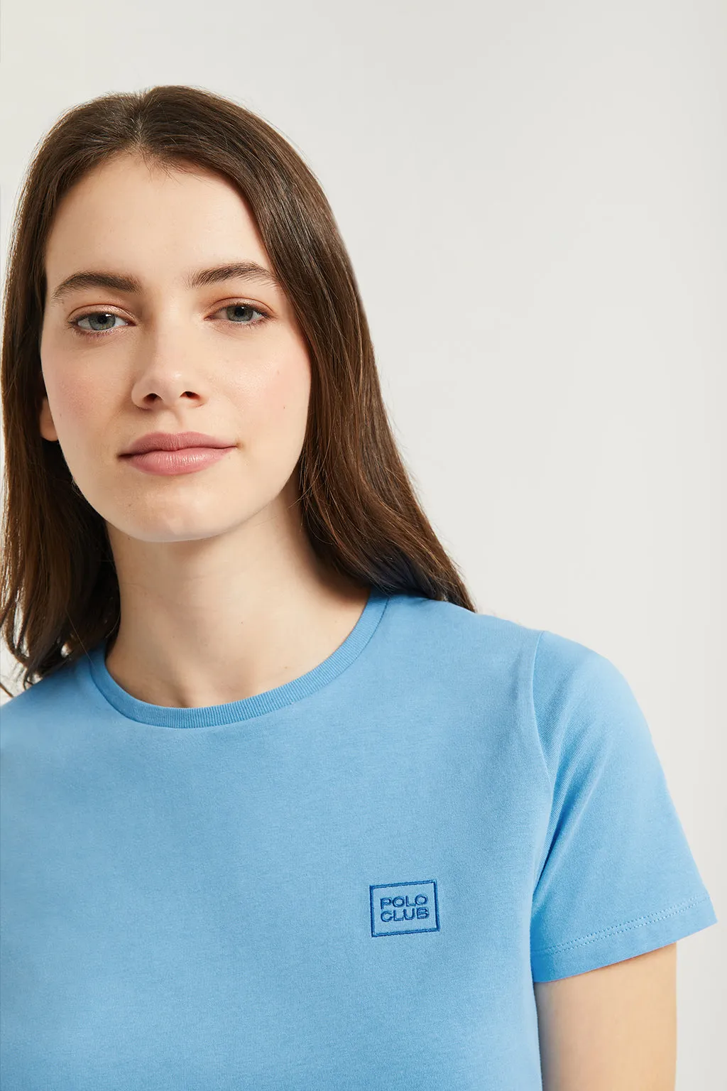 Camiseta básica azul de manga corta con logo Polo Club