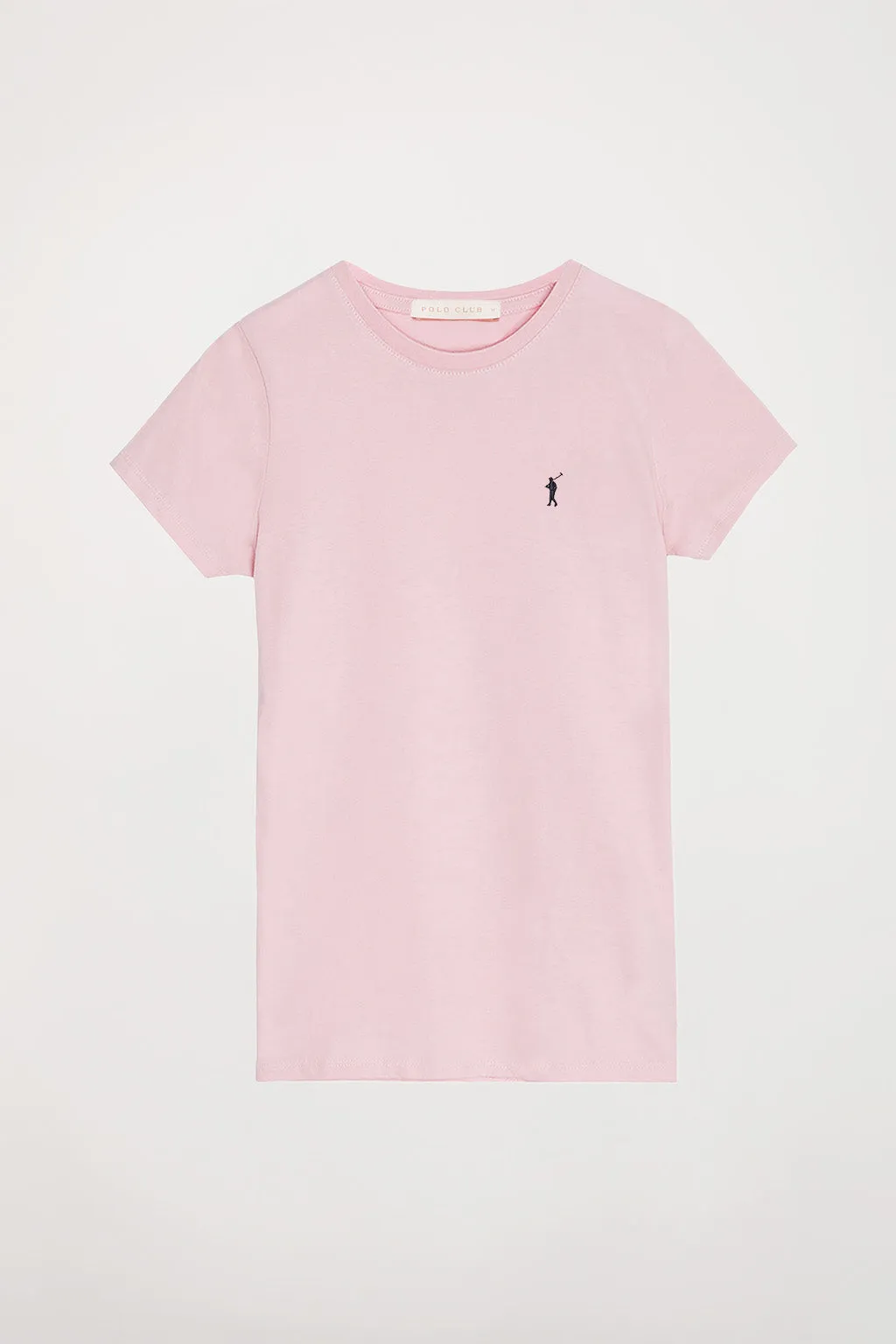 Camiseta básica rosa de manga corta con logo Rigby Go