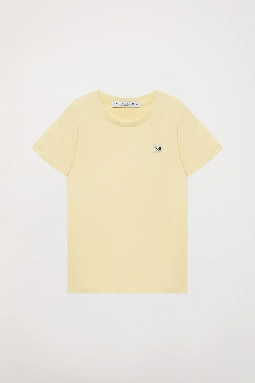 Camiseta orgánica de manga corta amarilla Neutrals kids con logo