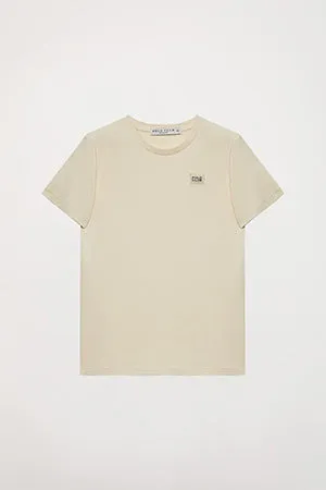 Camiseta orgánica de manga corta beige Neutrals kids con logo