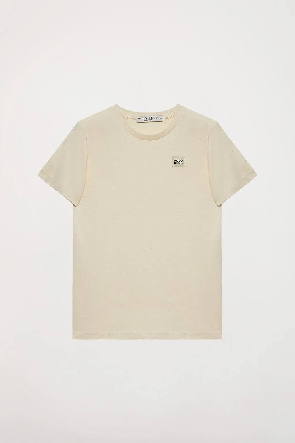 Camiseta orgánica de manga corta beige Neutrals kids con logo