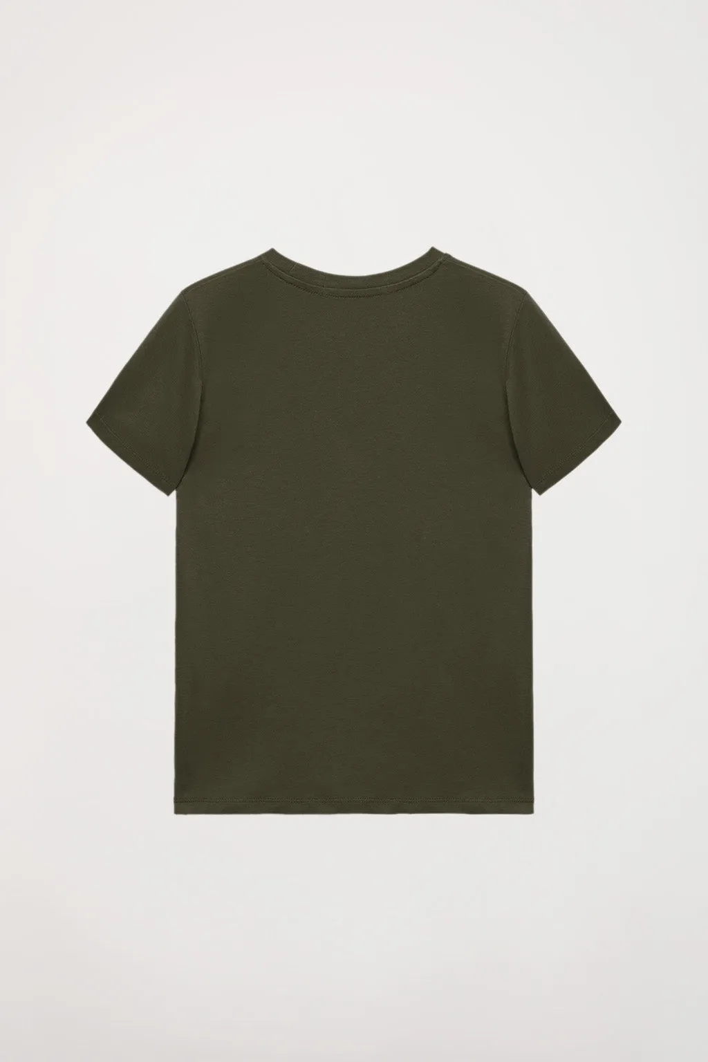 Camiseta orgánica de manga corta caqui Neutrals kids con logo