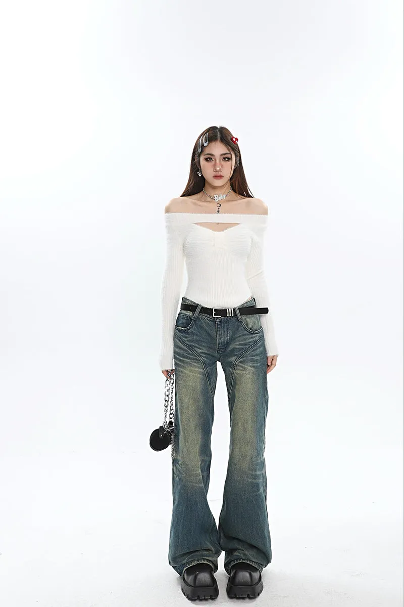 Chloe Solid Color Long Sleeve Slim Cut Out Bow Ribbed Top