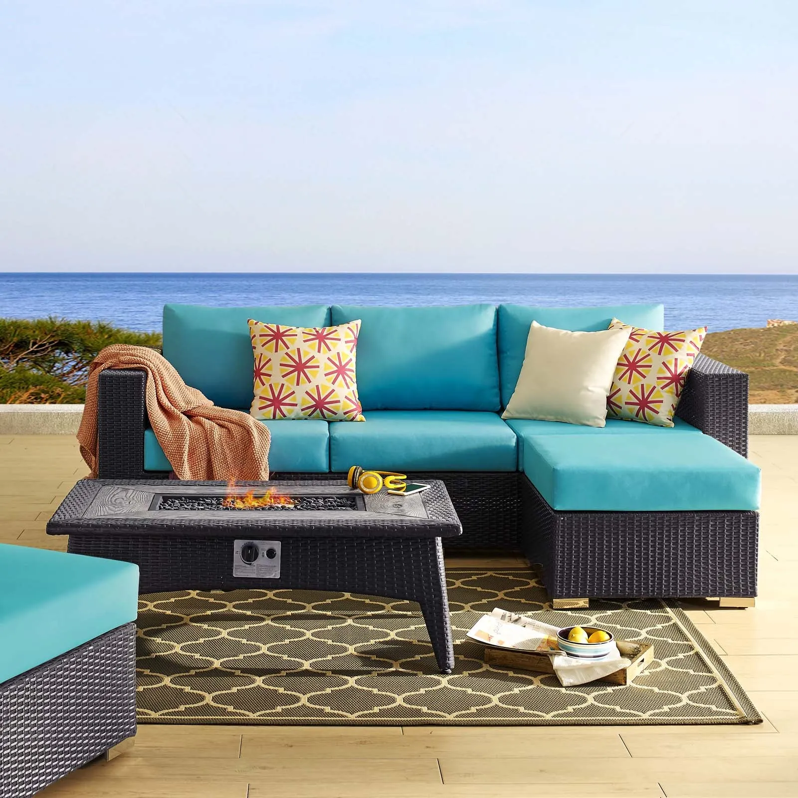 Convene 3 Piece Set Outdoor Patio with Fire Pit by Modway