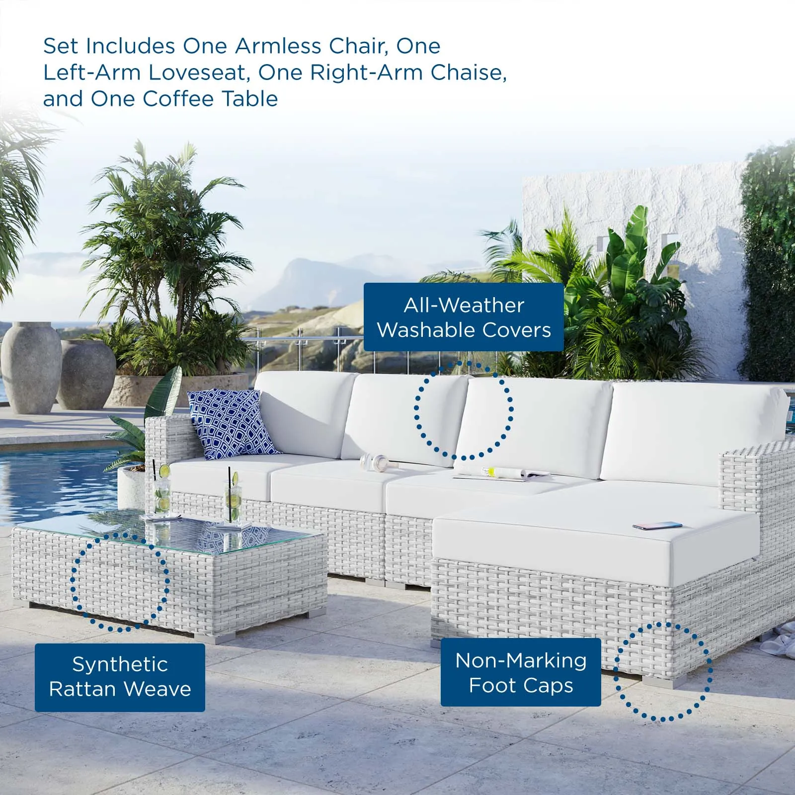 Convene 4-Piece Outdoor Patio Sectional Set by Modway