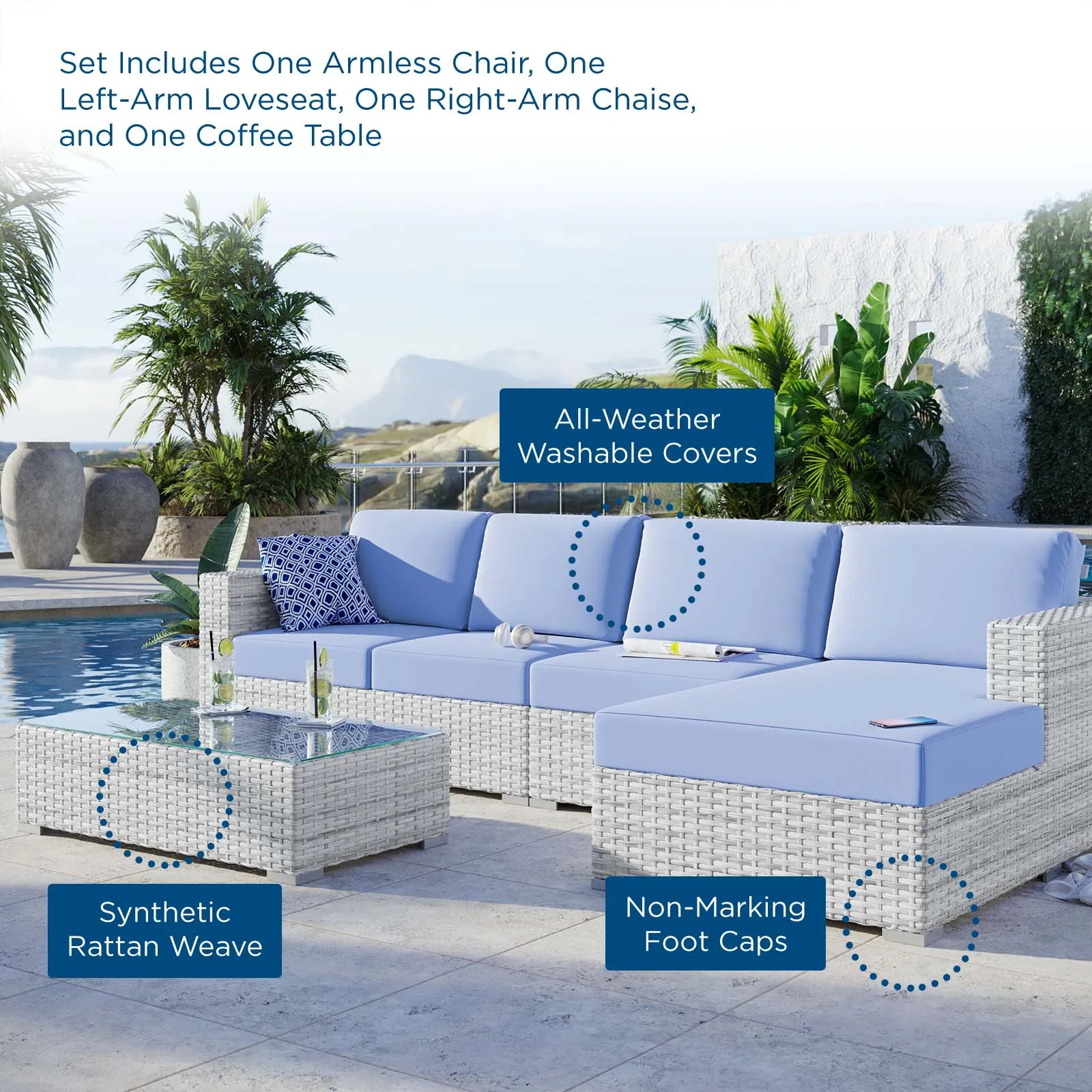 Convene 4-Piece Outdoor Patio Sectional Set by Modway