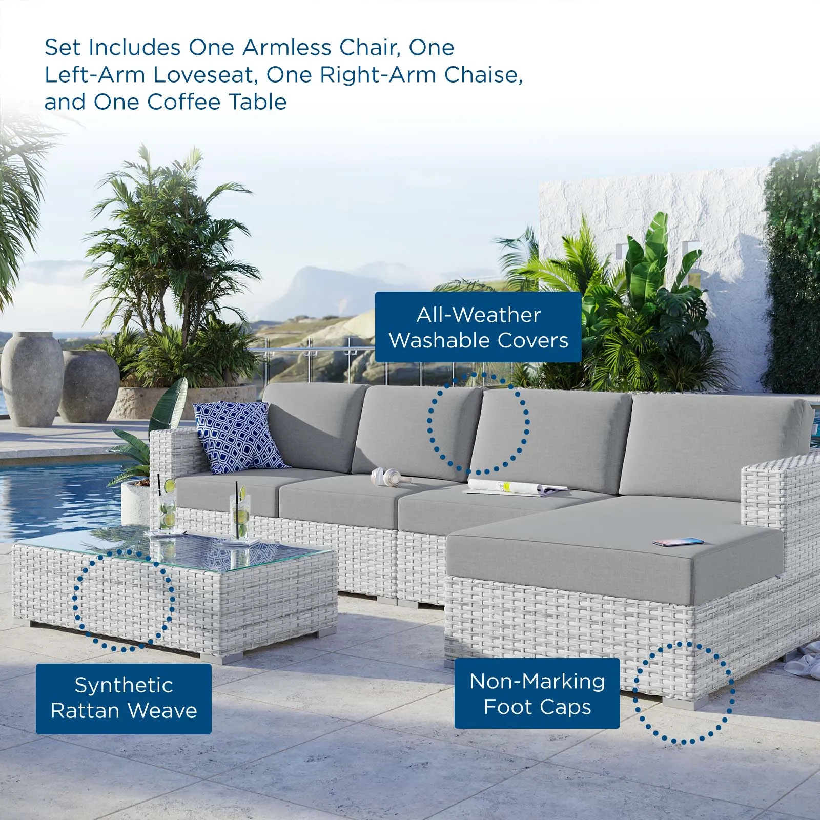 Convene 4-Piece Outdoor Patio Sectional Set by Modway