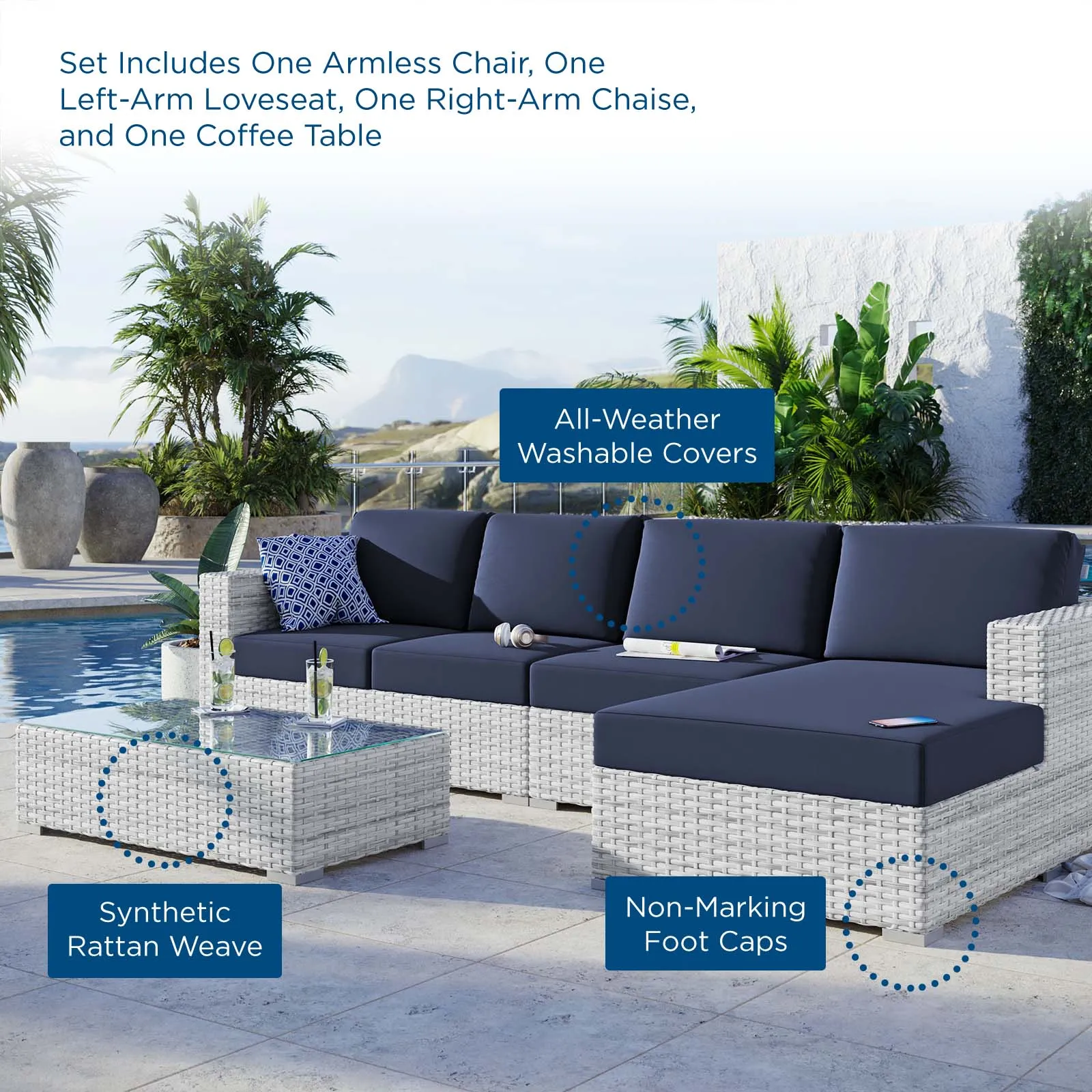 Convene 4-Piece Outdoor Patio Sectional Set by Modway