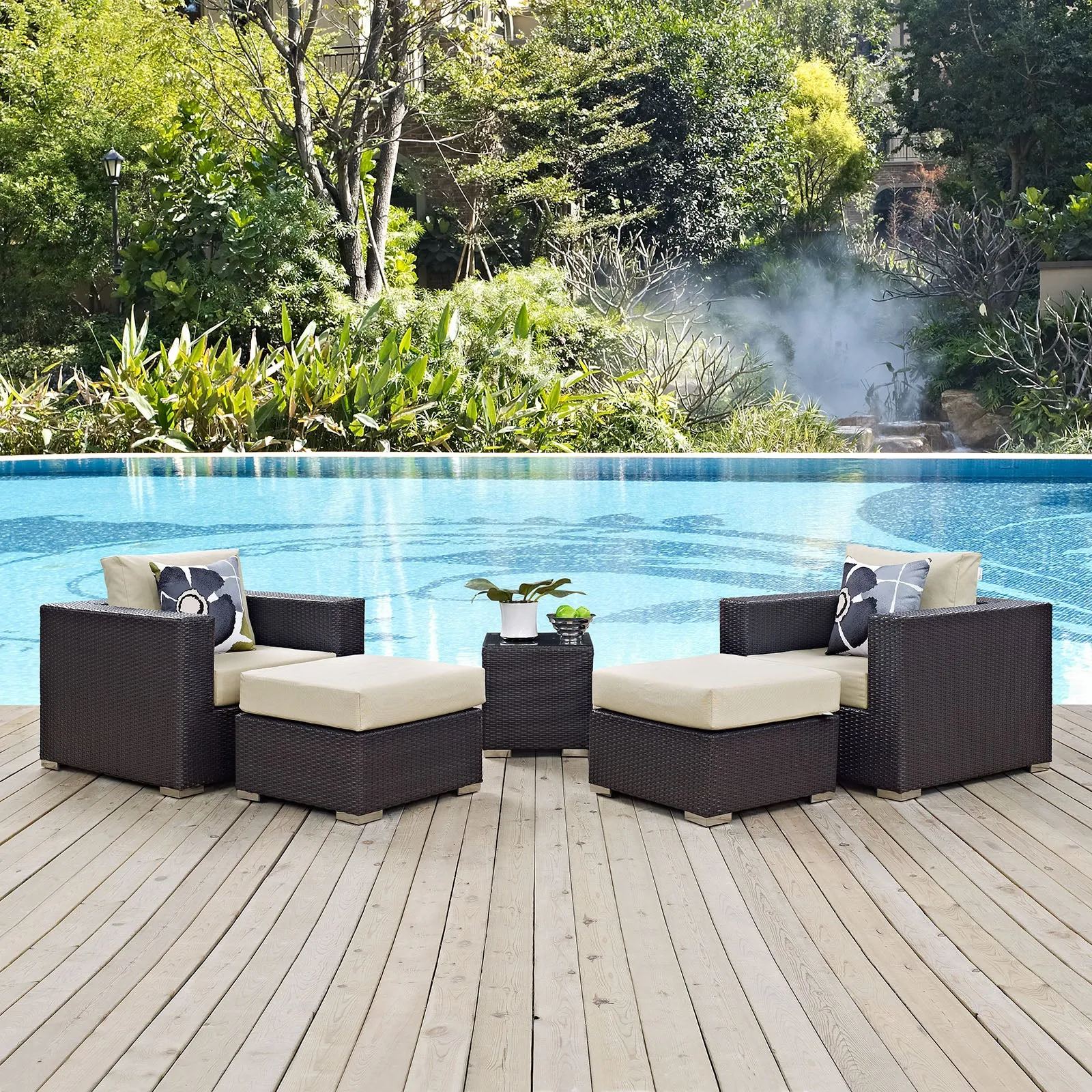 Convene 5 Piece Outdoor Patio Sectional Set by Modway