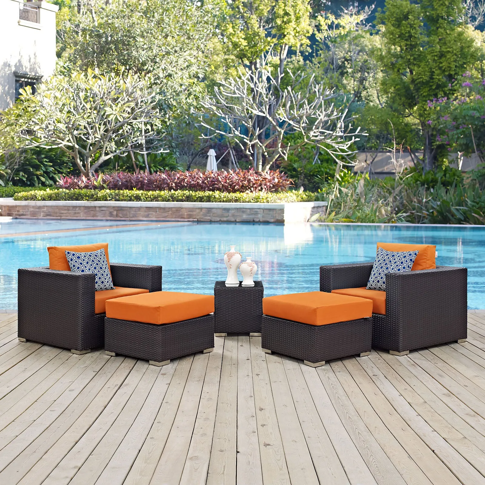 Convene 5 Piece Outdoor Patio Sectional Set by Modway