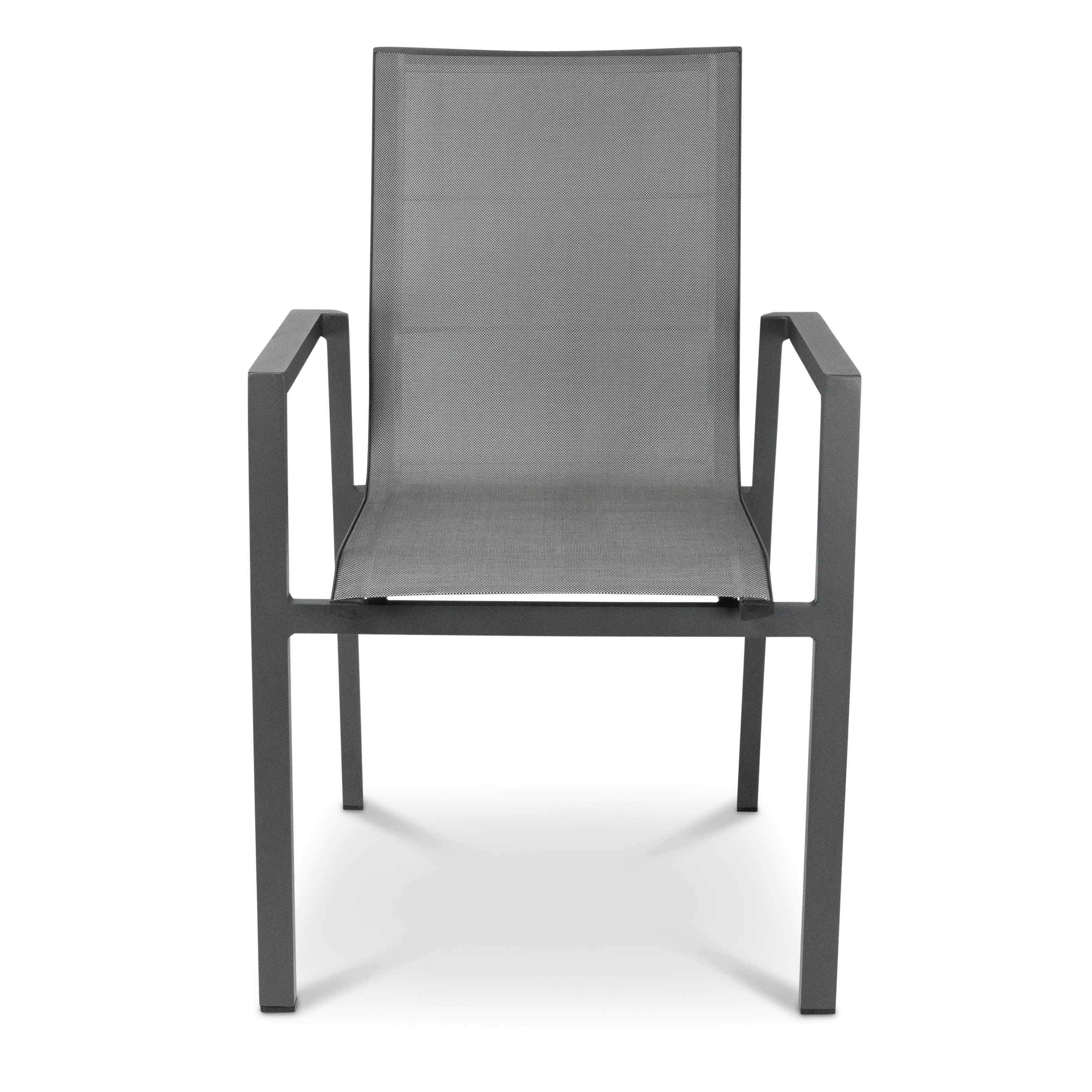 Corfu Dining Chair in Gunmetal Aluminium Frame and Charcoal Grey Textilene