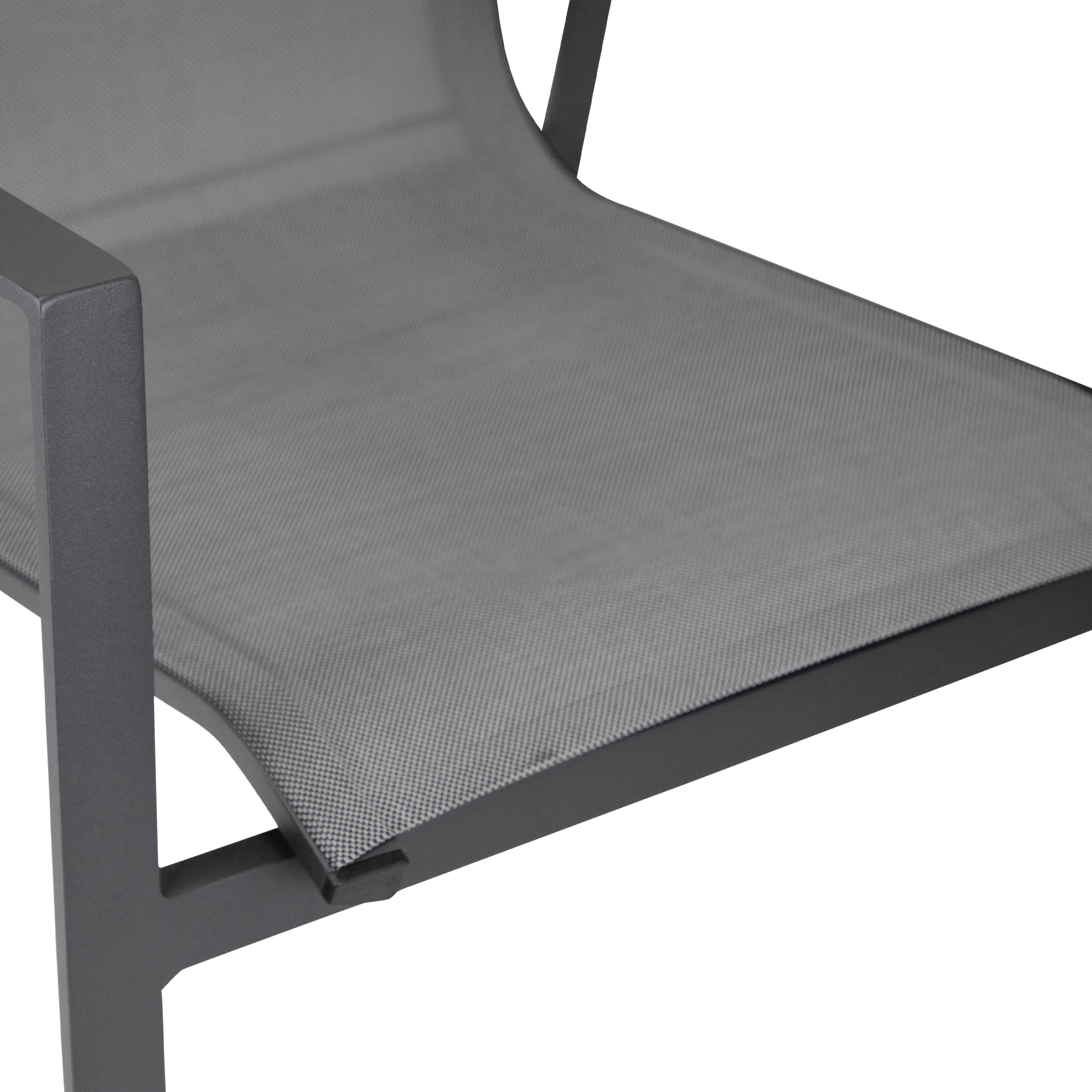 Corfu Dining Chair in Gunmetal Aluminium Frame and Charcoal Grey Textilene