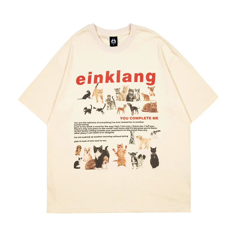 Einklang Retro Graphic Letter Print Short Sleeve T-shirt Top