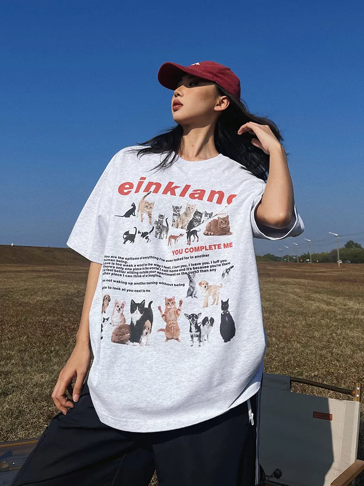 Einklang Retro Graphic Letter Print Short Sleeve T-shirt Top