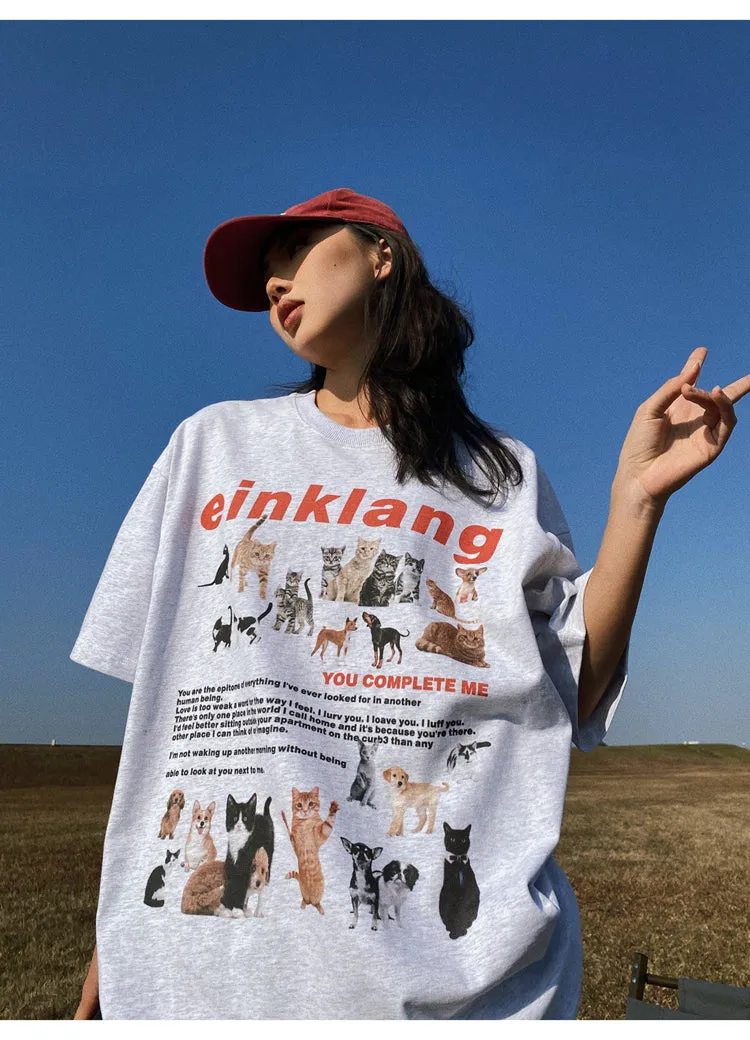 Einklang Retro Graphic Letter Print Short Sleeve T-shirt Top