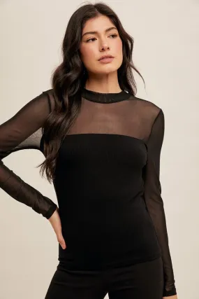 Haley Contrast Sheer Top