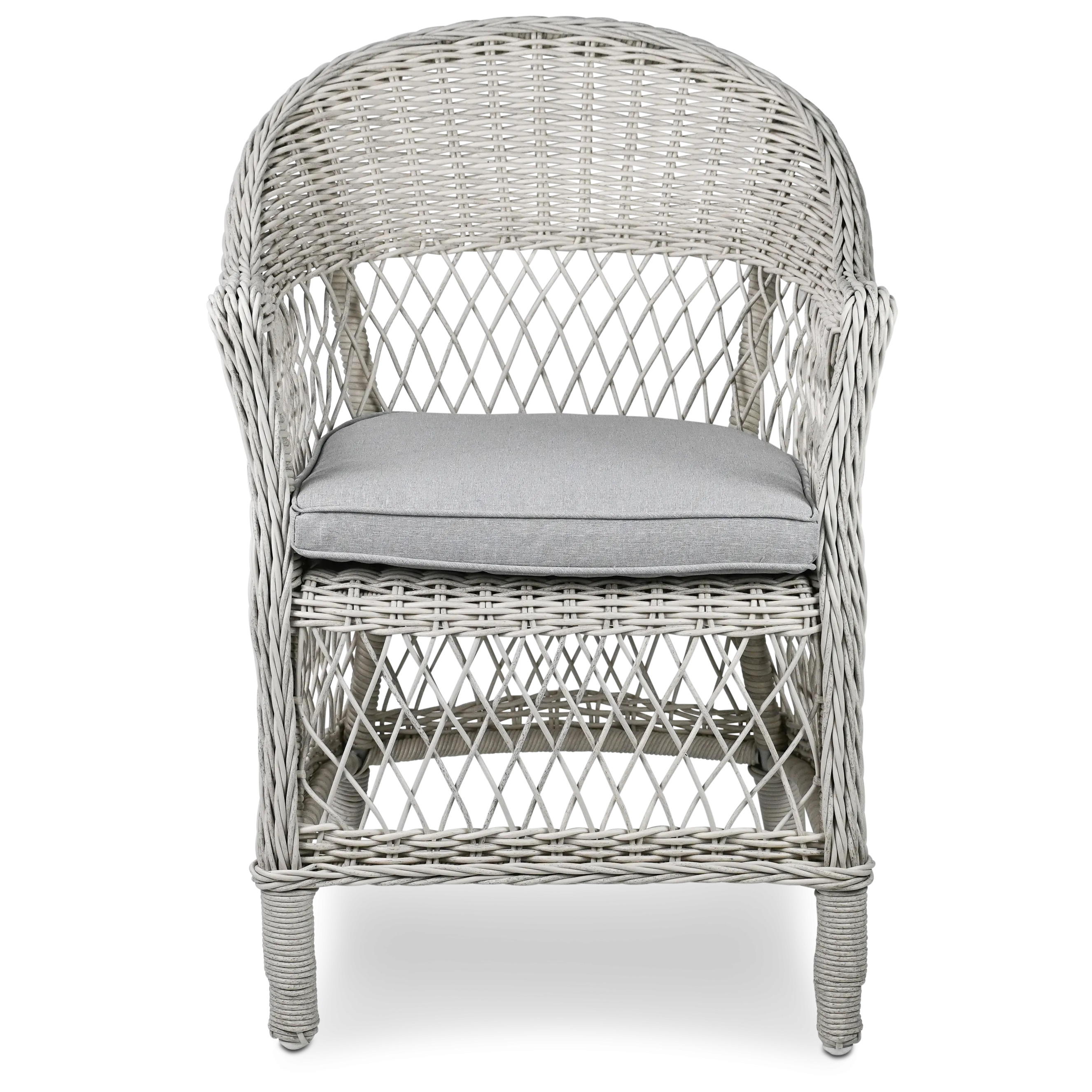 Hamptons Dining Chair in Surfmist Wicker and Dune Spunpoly Cushions