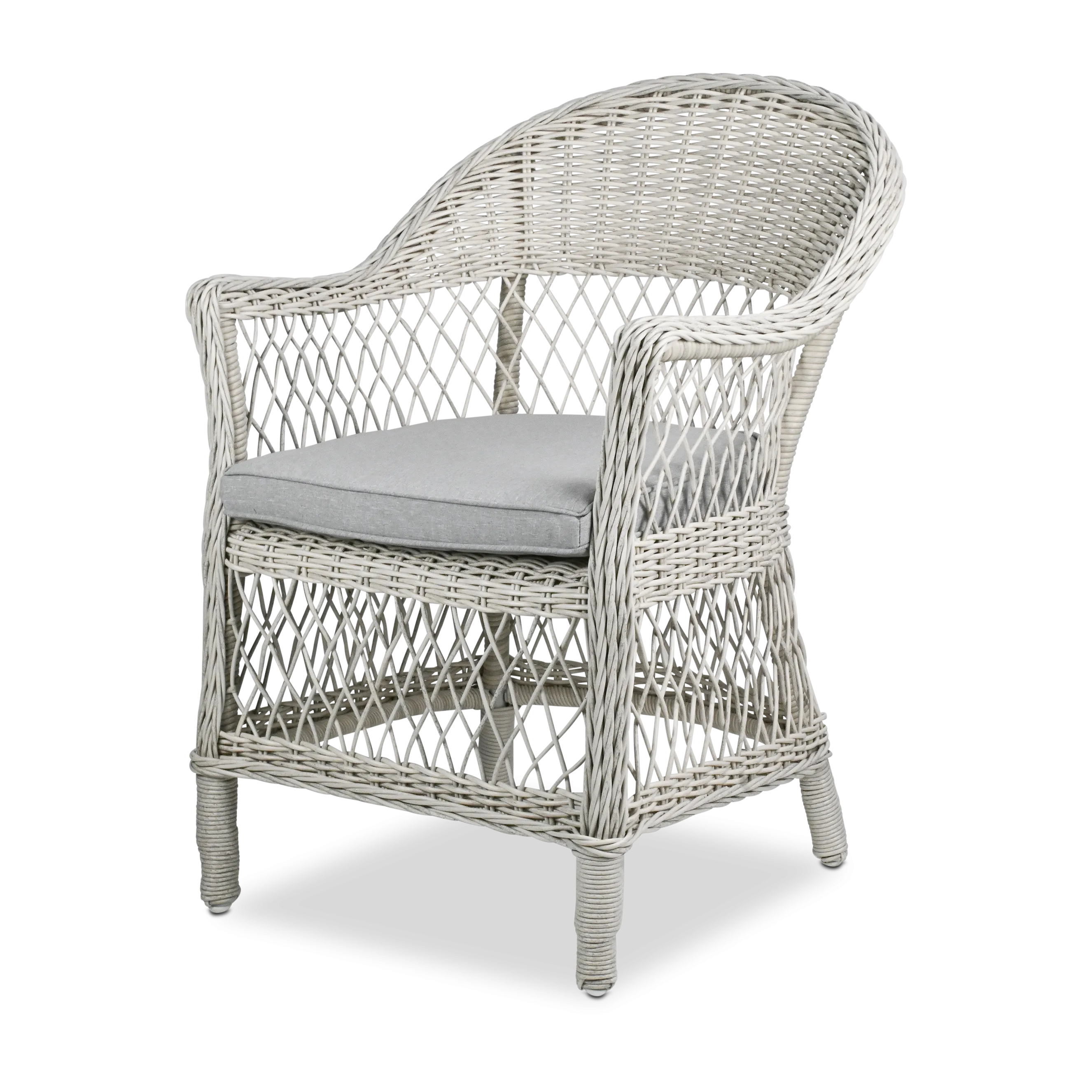 Hamptons Dining Chair in Surfmist Wicker and Dune Spunpoly Cushions