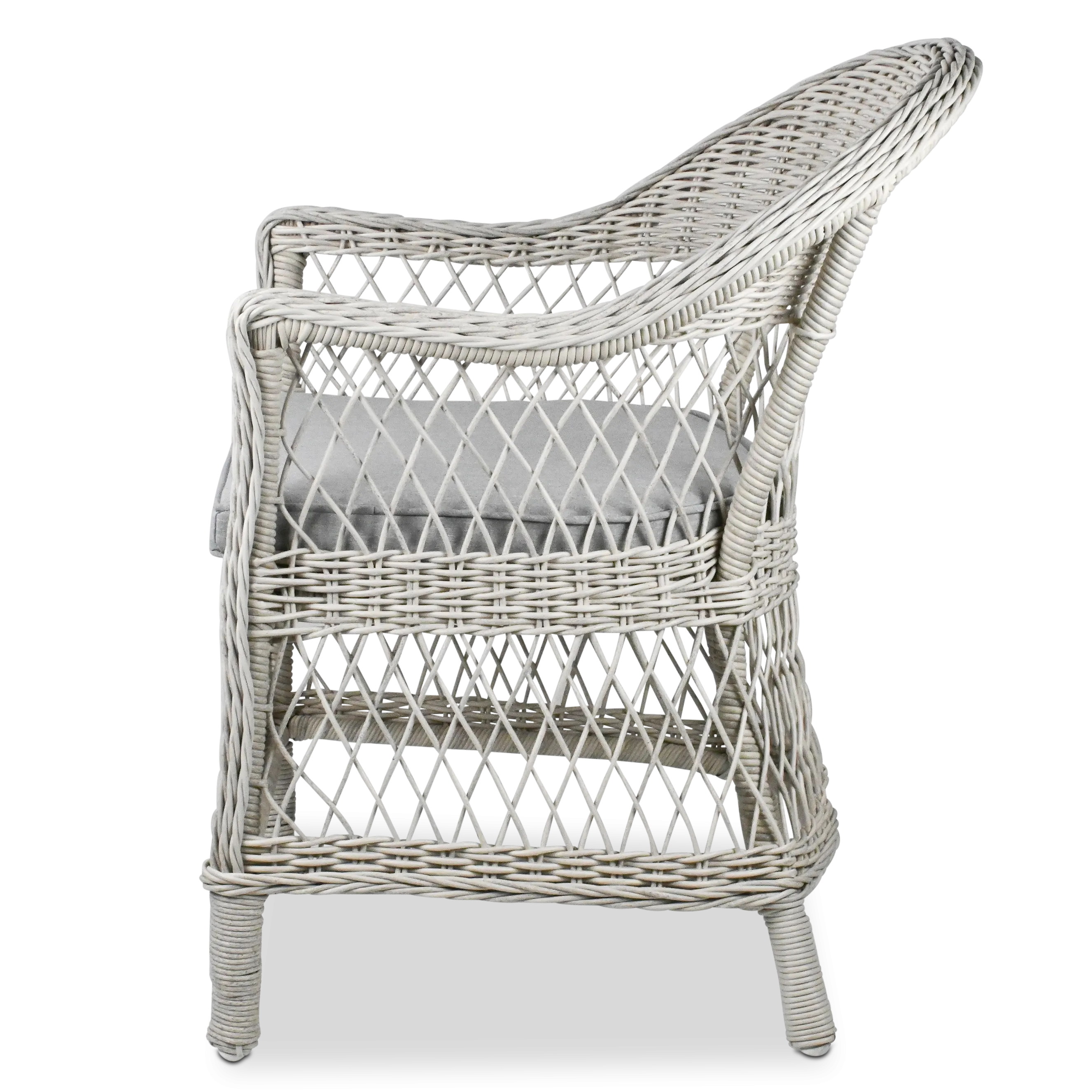 Hamptons Dining Chair in Surfmist Wicker and Dune Spunpoly Cushions