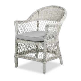 Hamptons Dining Chair in Surfmist Wicker and Dune Spunpoly Cushions