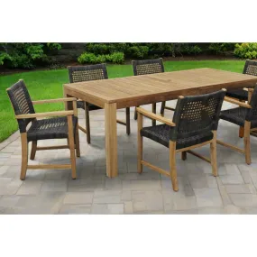 Katana Teak 7pc Outdoor Dining Set (Teak 86" Rectangular Table with 6 Woven Sanur Armchairs)