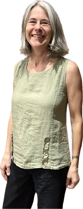 Linen - Tank Top - Green