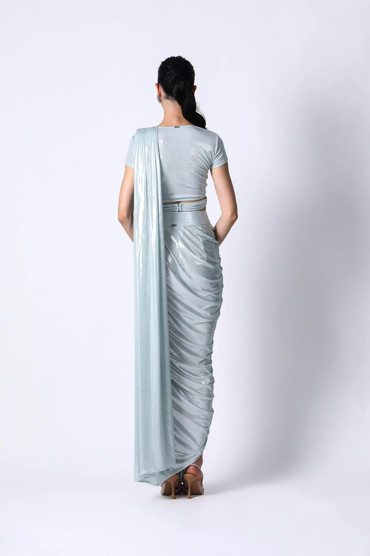 Liquid Top with Waterfall Sari